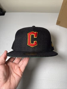 New Era 59Fifty Cleveland Guardians Hemp Black/Red/Yellow Size 7 1/2 Hat Cap - Picture 1 of 9