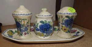 ANTIQUE Mason's Plantation Colonial Regency Salt Pepper Mustard w/ Tray FORSLUND - Picture 1 of 4