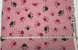 NEW Fleece fabric by the yard - Debbie Mumm Design - Paw Prints /Pink Background - Picture 1 of 2