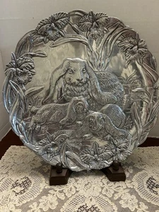 Vintage 1994 Arthur Court aluminum 12" round Bunny tray - Picture 1 of 4