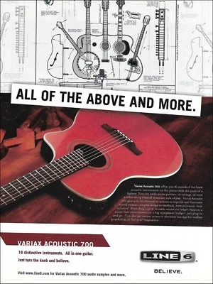 2005 Line 6 Variax acoustic 700 guitar advertisement 8 x 11 ad print 2b - Image 1 of 3