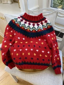 Vintage Kinder Acryl Fair Isle Pullover mit Stehkragen Größe 7 - Bild 1 von 3