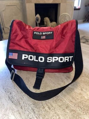 Bolsa de ombro vintage polo esporte Ralph Lauren carteiro bolsa tiracolo vermelha - Imagem 1 de 4