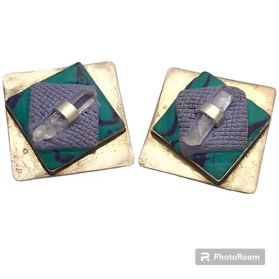Vintage  KC ( Kieselstein Cord ) Studio 1970s sterling silver Geometric Earrings - Image 1 of 4