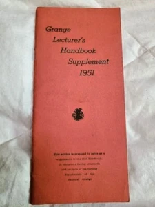 Vintage1951 Grange Lecturer's Handbook Supplement booklet for the 1948 handbook - Picture 1 of 3