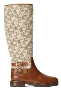 Lauren Ralph Lauren Emeille Jacquard Logo Tall Boots - Size 5 - Picture 1 of 24
