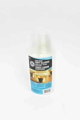 25 DISPOSABLE PLASTIC BOMB PARTY 2-PART SHOT GLASSES CUPS CLEAR - Image 1 of 3