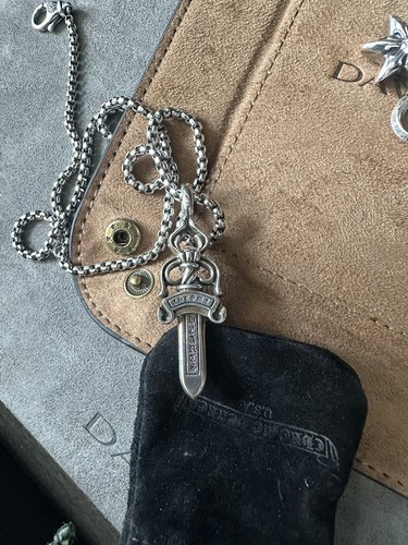 CHROME HEARTS Ciondolo Pugnale Doppio Cuori Cromati
