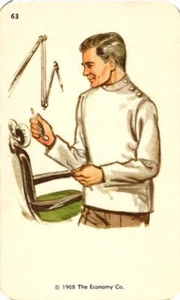 1968 Kindergarten Flash Card Dentist #63 Economy Co. Smash Book Scrapbook - Picture 1 of 1