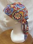 Do-Rag~Head-Wrap~Skull Cap SMALL Colorful MANDALA Print Cotton by DESIGN WRAPS