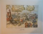 Original Vintage "Auto" Art Poster Linen Backed
