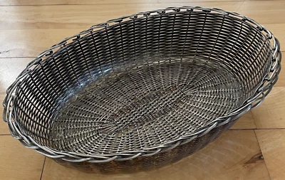 Draht Geflecht Schale silber  Metall  Deko Untersetzer Brot Brotkorb vintage rar - Bild 1 von 4