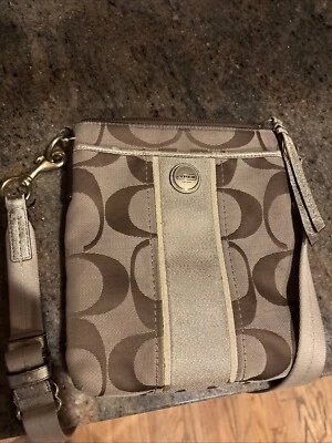 Coach F48806 Signature Stripe Swingpack Khaki/Gold - Image 1 of 4