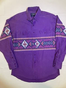 Vintage Wrangler Brushpopper Aztec Western Button Up Mens Size 16-34 Retro - Picture 1 of 12