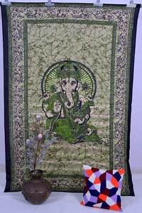 Indian Urban LORD GANESHA Mandala Tapestry Wall Hanging Twin Bedspread Bohemian
