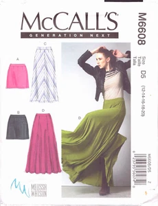 McCall's 6608 ~ Faldas Misses ~ Yugos autoforrados y cremallera trasera ~ Tallas 12 - 20 - Imagen 1 de 4