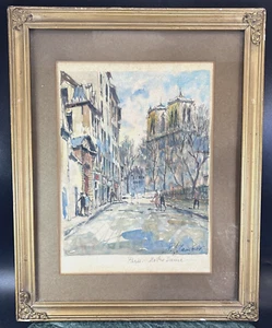 VTG French Impressionist Pierre E Cambier Original Watercolor Notre Dame Signed - Picture 1 of 17