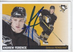 Andrew Ference Autograph 02-03 Vintage Pittsburgh Penguins Card - Bruins