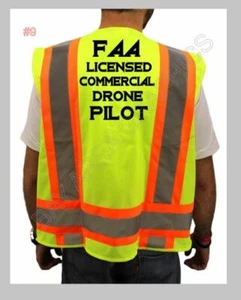 LICENSED COMMERCIAL DRONE PILOT SAFETY VEST HI-VISIBILITY REFLECTIVE #9 - Picture 1 of 7