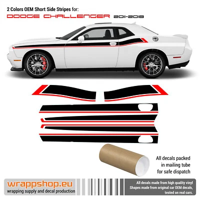 Kit calcomanías rayas laterales cortas 2 colores para Dodge Challenger 2011 - 2024 Foto 1 de 3