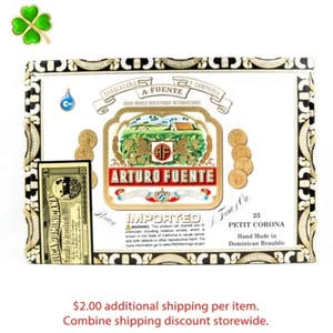 Caja de cigarros de madera vacía Arturo Fuente Petit Corona 8" x 5,5" x 1,75" - Imagen 1 de 12