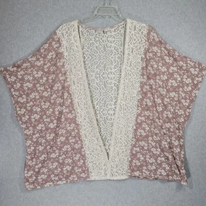 Cato C est 1946 Cardigan 18/20W Floral Print Mauve Ivory Open Front - Picture 1 of 8