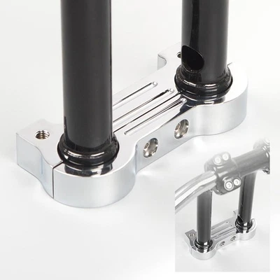 KiWAV 铬量规安装坯铝 适合 HD FXD XL T 字杆 1-1/4 美国库存 — 第 1/2 张图片