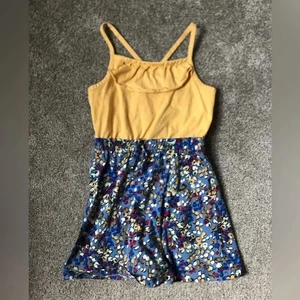Hannah Andersson Strappy Cross Back Sundress in Yellow and Blue Floral Size 5 - Picture 1 of 11