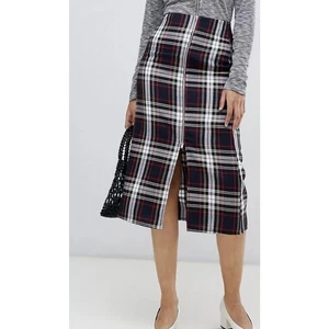 Gonna midi Nobody's Child a quadri con dettagli zip tartan a quadri US 6 UK 10 Academia - Foto 1 di 10