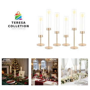 Gold Candle Holders Set of 6 for Glass Taper Candle Holders,Hurricane Candles... - Bild 1 von 10