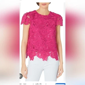 Milly Lace Women's Blouse Size Small Hot Pink New - Picture 1 of 5