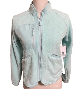 NWT L 14 Reg XERSION Girl's Full Zip Fleece Sweatshirt/Jacket w/ pockets Green - Picture 1 of 7