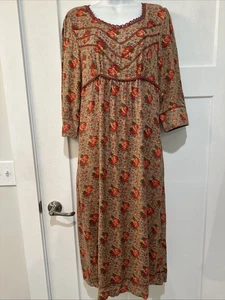 April Cornell Rayon Floral Rayon Dress XS Rust Taupe EUC - Picture 1 of 10