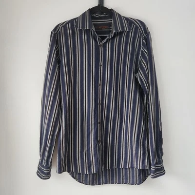 Etro Men's Button Down Long Sleeve Dress Shirt Blue Striped Modern Size 40 (M) - Image 1 of 4