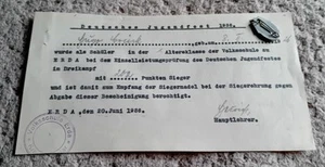 Original Pre Ww2 School Sports Day Certificate With Badge 1936 - Picture 1 of 3