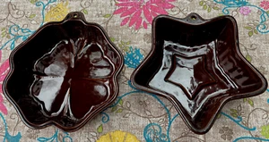 2 Backformen aus Keramik?/Steingut?, braun, Vintage - Bild 1 von 2