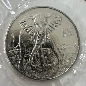 1997 ZAMBIA 100 KWACHA AFRICAN ELEPHANT Uncirculated British Royal Mint - Picture 1 of 5