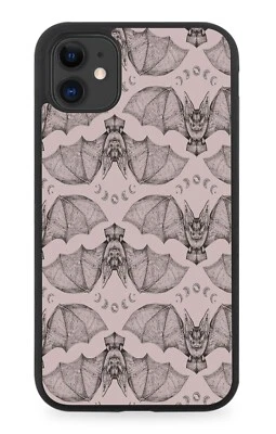 Pastel Peach Bats Rubber Phone Case Girls Grunge Goth Gothic Halloween AU15 - Image 1 of 2