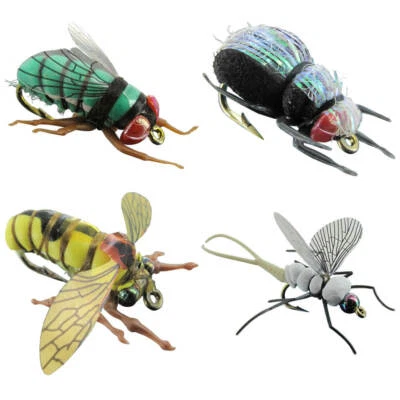 Jenzi Insektenimitate L 4Stk. Fliege Käfer Wespe Eintagsfliege Oberflächenköder - Bild 1 von 4