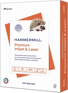 Hammermill Printer Paper, Premium Inkjet & Laser Paper 24 Lb, 8.5 X 11 - 1 Ream - Picture 1 of 12