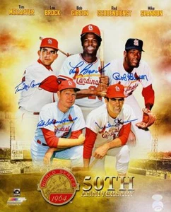 LOU BROCK BOB GIBSON MIKE SHANNON MCCARVER RED SCHOENDIENST SIGNED 16X20 PHOTO - Picture 1 of 1