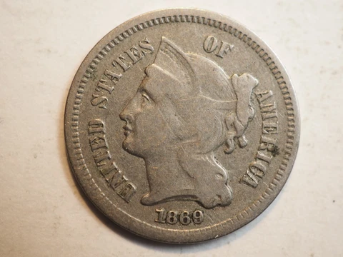 1869 3 CENT NICKEL - FREE SHIPPING! A0839 Cover