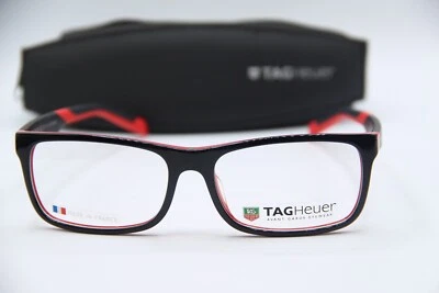 NUEVAS GAFAS TAG HEUER TH 552 002 NEGRAS ROJAS MONTURAS AUTÉNTICAS 59-16 Foto 1 de 4