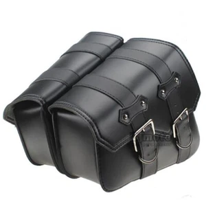 PU Leather Motorcycle Side Saddle Bags Luggage Storage Tool Pouch Waterproof - Imagen 1 de 7