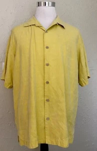 Tommy Bahama gelb Herren L 100% Seide Hemd Kokosnuss Knöpfe (60) - Bild 1 von 7