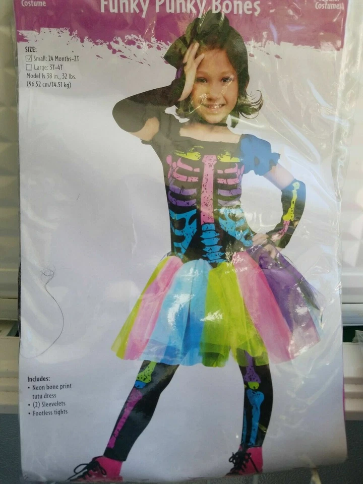 FUNKY PUNKY BONES COSTUME FUN WORLD CHILD 50 % OFF FINAL SALE !! - Image 1 of 1