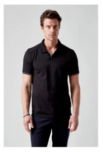 NEW Raffi Men's Aqua Cotton Black Polo Shirt Size M - Picture 1 of 19