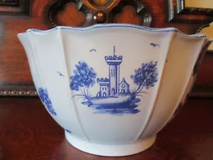 Large Portuguese Planter Bowl Hand Painted Dutch Design Scalloped Edge 9”x5” EUC - Picture 1 of 9