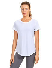 CRZ YOGA Women's Pima Cotton Short Sleeve Workout Shirt T-Shirt Athletic Top
