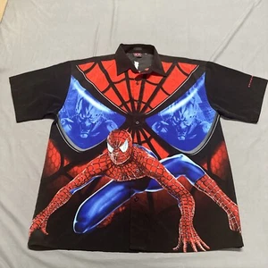 Camisa De Colección Spider-Man Para Hombre XL Doble Cara Estampado Gráfico Manga Corta Abotonada - Imagen 1 de 11